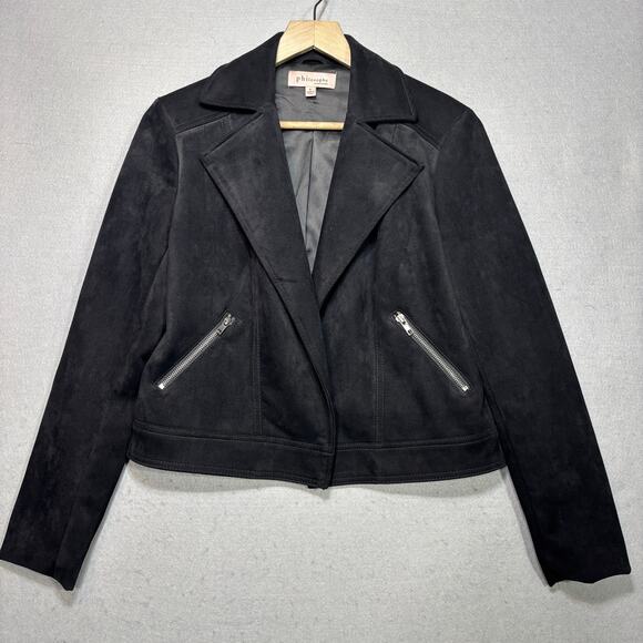 Philosophy Jackets & Blazers - Philosophy Faux Suede Jacket S Black Minimalist Chic Moto Soft Statement Modern